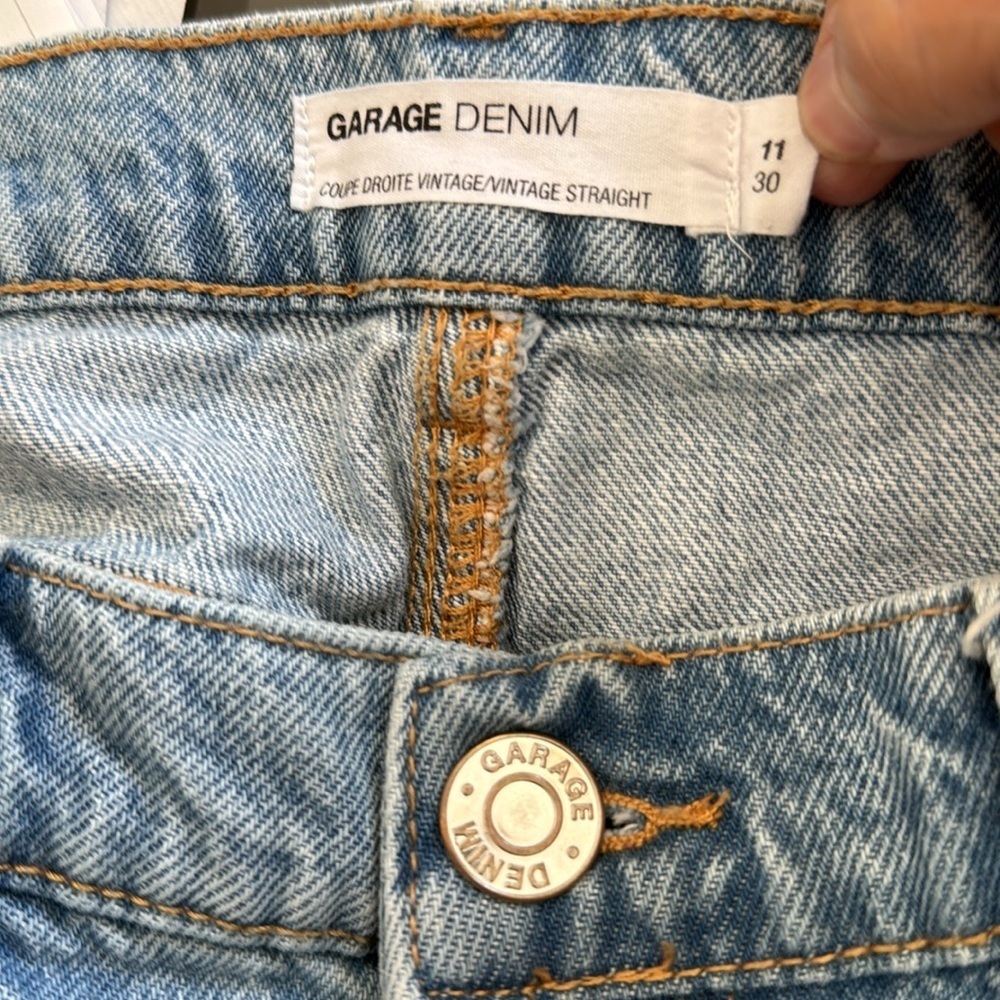 Garage Denim Coupe Droit Vintage Straight Light Wash Jeans 11/30 - Picture 7 of 7